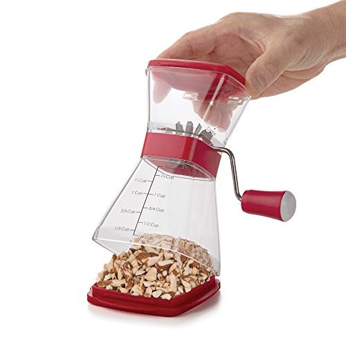 PrepWorks Nut Chopper – Manual Handheld Nut Grinder for Chopping Nuts, Red