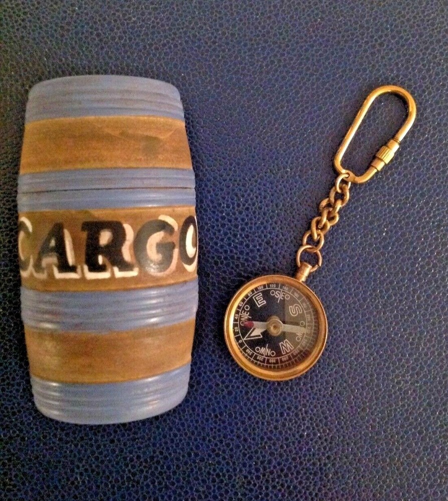 Engravable Open-face Miniature Solid Brass Key Chain Compass for Engraving