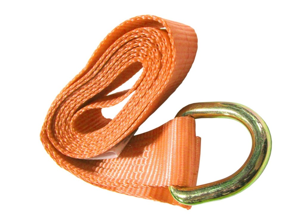 2" x 10' Orange Lasso Tie Down Strap D Ring with Snap Hook Ratchet - 4 pack