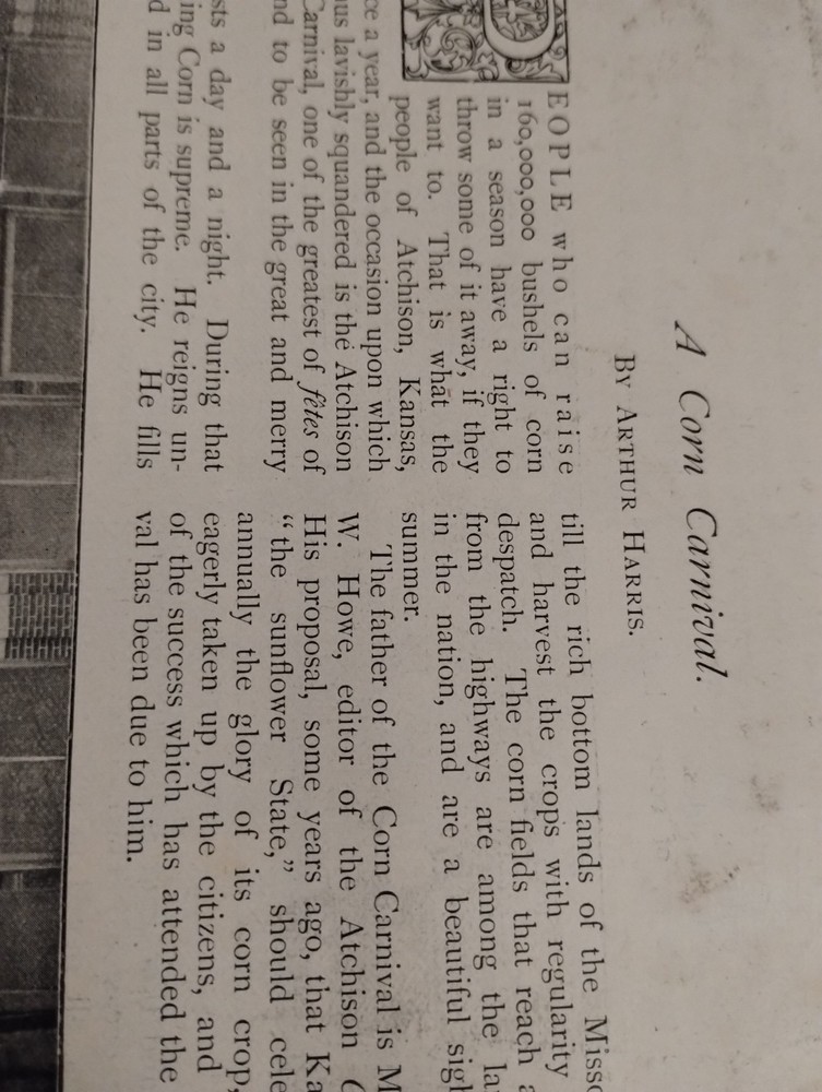 Sk264 Ephemera 1899 Article Corn Carnival Atchison