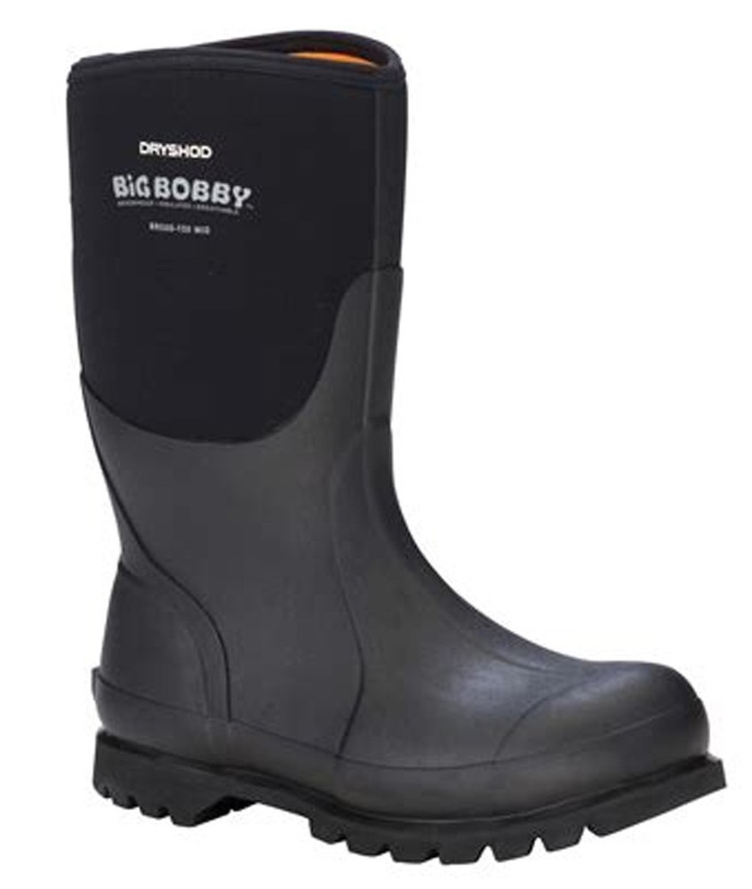DRYSHOD Big Bobby Waterproof Mid Top Pull On Work Boots - Black