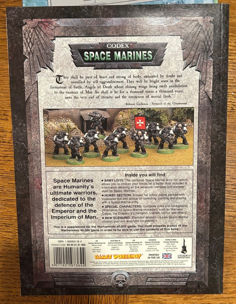 Warhammer 40K Codex Space Marines Games Workshop New Softcover 40,000