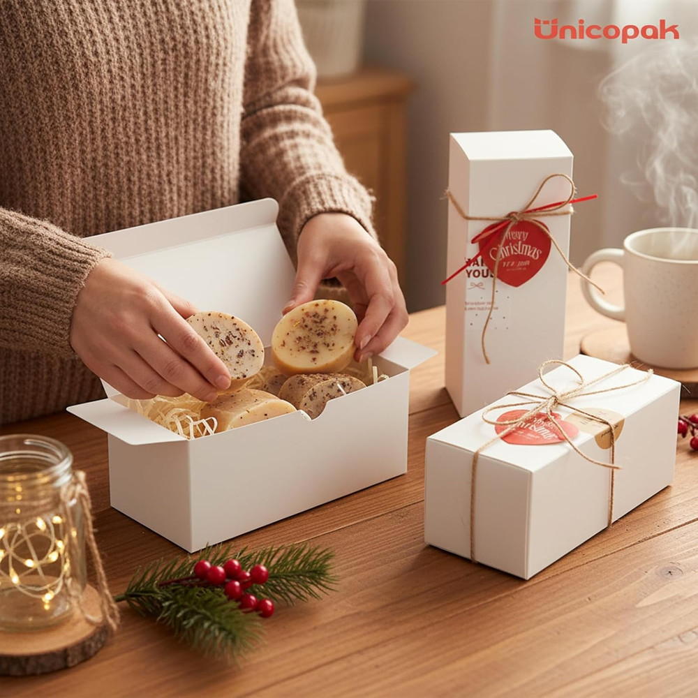 10 Pack 7X3X3 Rectangular Small Gift Boxes, White, Ideal for Slim Birthday Chris