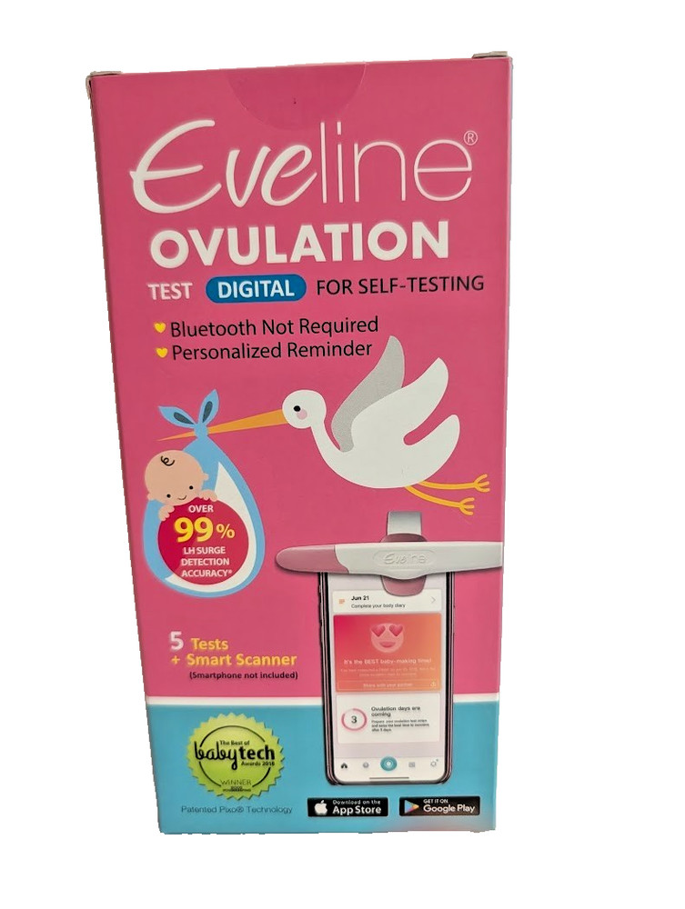 Eveline Digital Ovulation Test Predictor Kit - 5 Tests + Smart Scanner - New