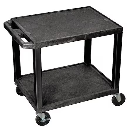 Utility Cart With Lipped Plastic Shelves, Thermoplastic Resin, 200 Lb Load