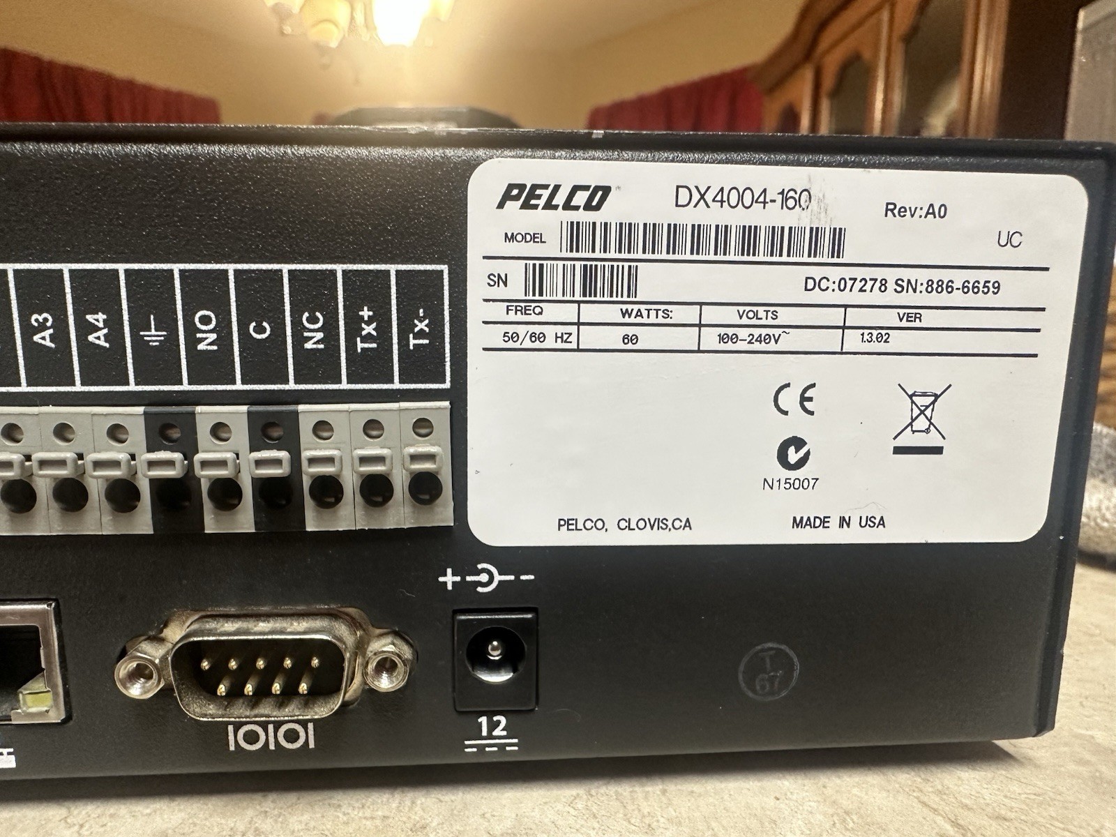 Pelco DX 4000 Series DX4004-160 DVR Digital Video Recorder UNTESTED No Cord