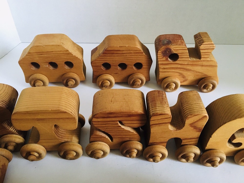 Wood Alphabet Train with Wheels Read Description