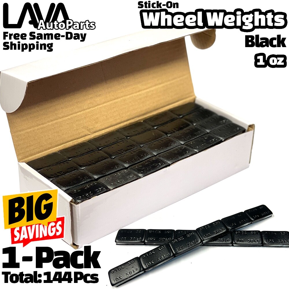 1 Box 1 oz Black Wheel Weights Stick-on Adhesive Tape Total 144 Pcs Lead-Free