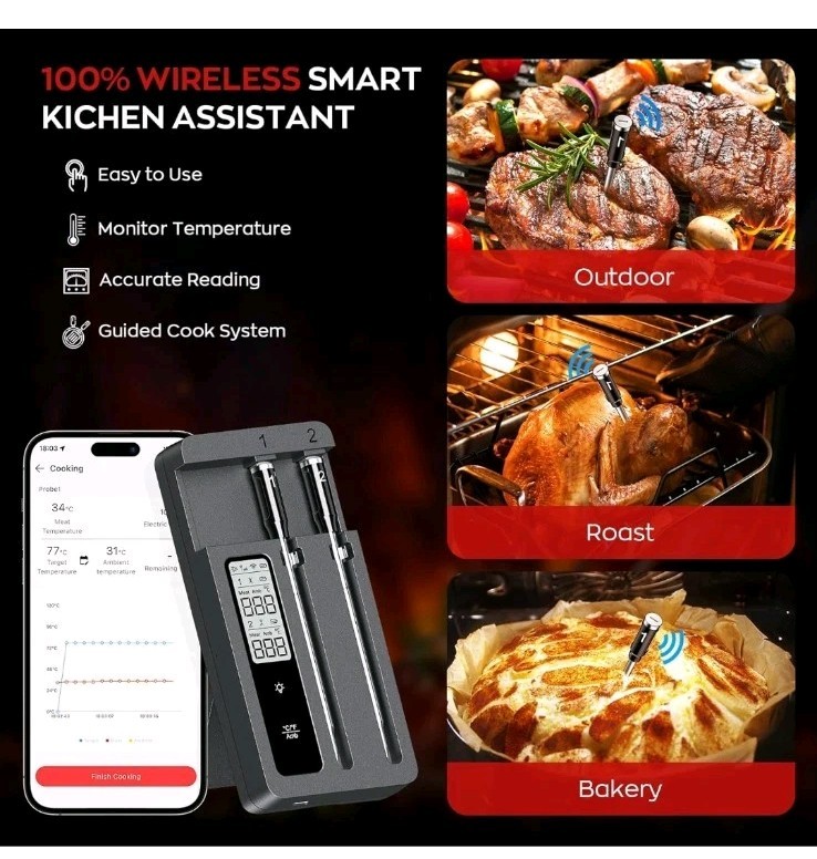 M02 Wireless Meat Thermometer 100% Food Security Digital Thermometer