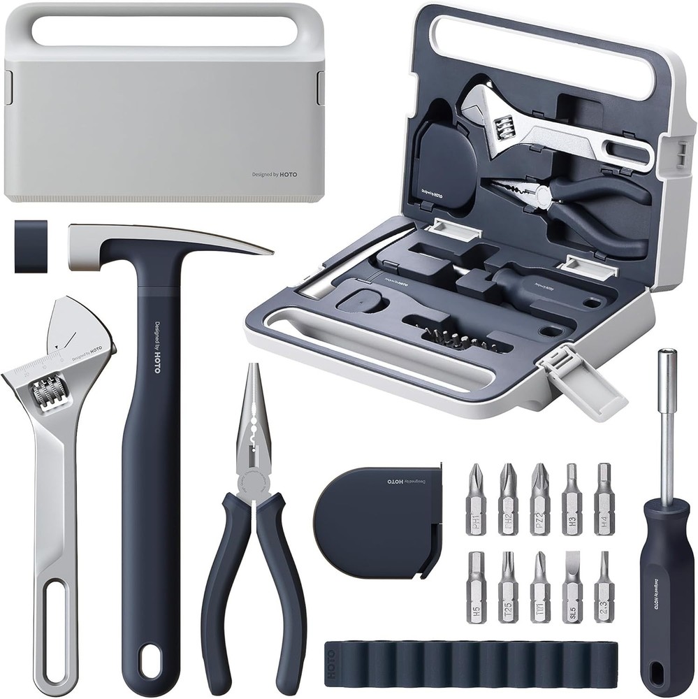 16-Piece Home Tool Kit Basic Hand Tool Set with Storage Box for DIY Repair