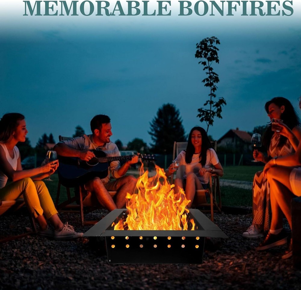 Fire Pit Ring Insert Square 32" OD & 24" ID With Coller Support & Air Vents
