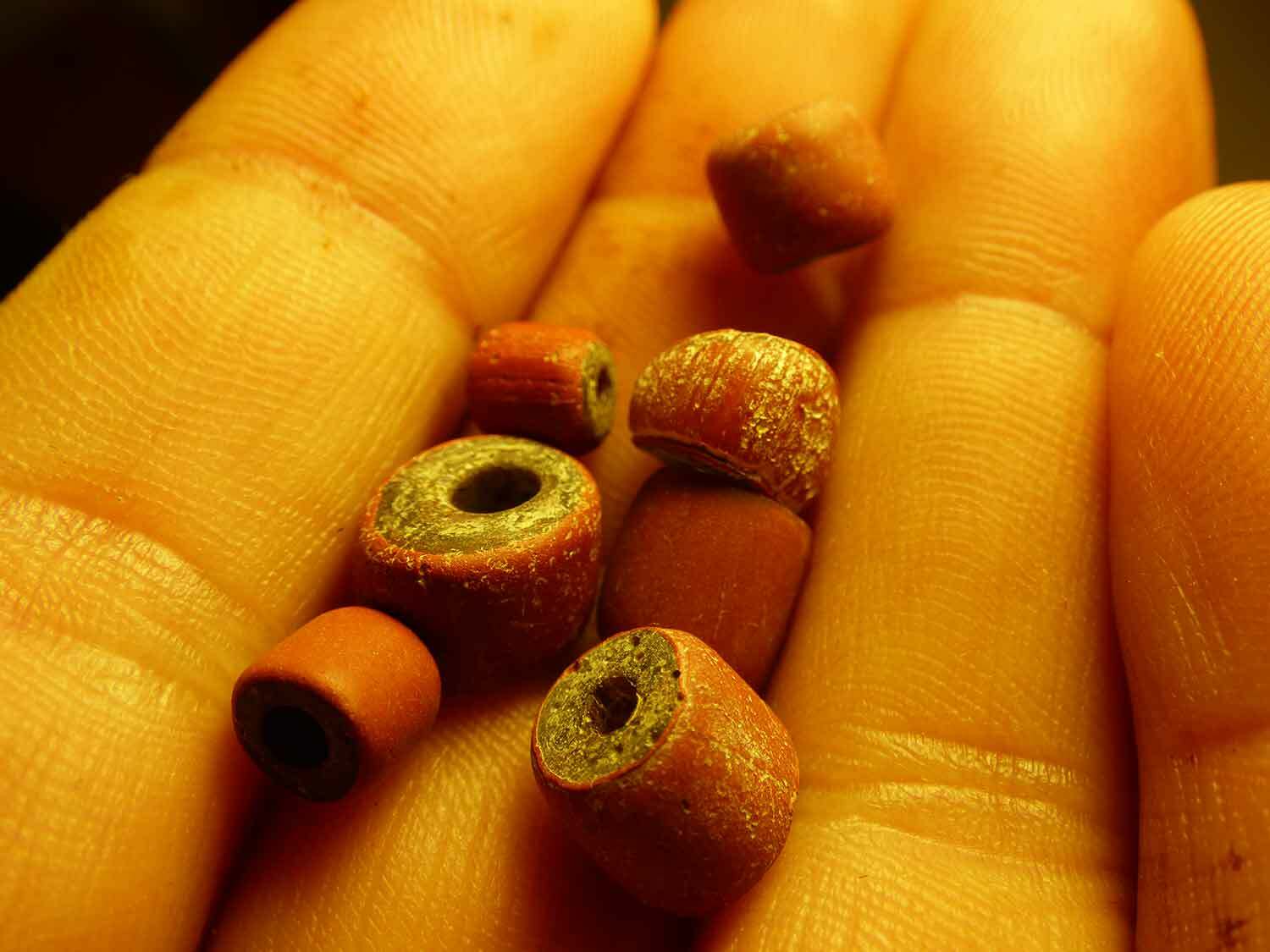 7 Huron Indian Hudson's Bay Company Trade Beads Green Hearts Trade Beads 1700's