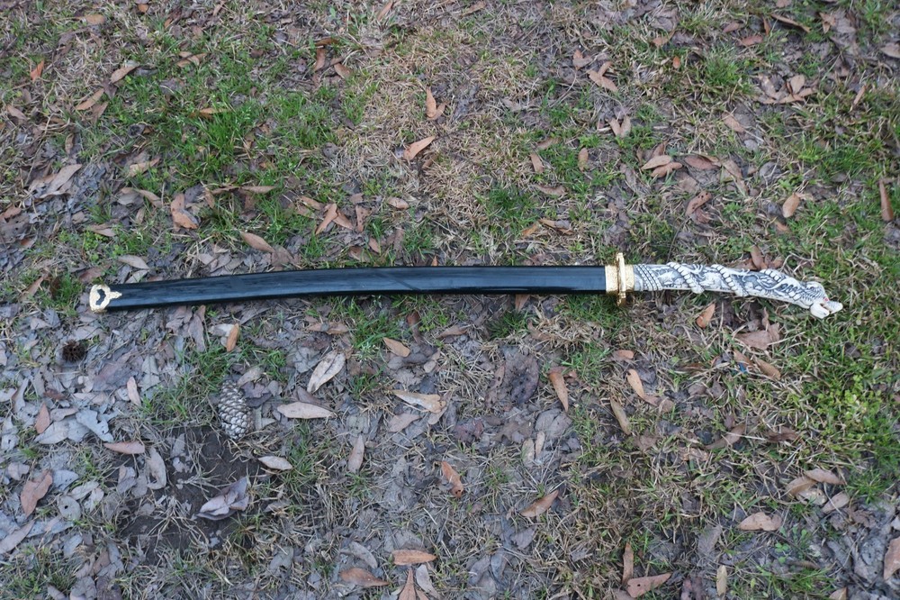 Samurai Sword Replica Dragon Handle Decor Display Stainless Steel Blade