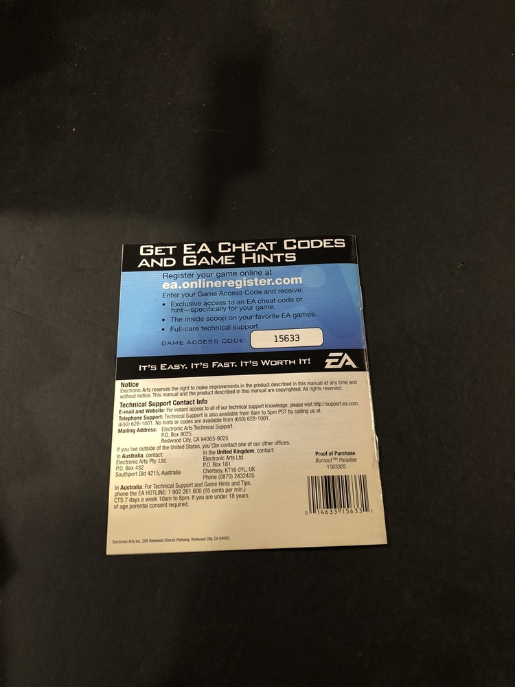 burnout paradise ps3 Manual Only