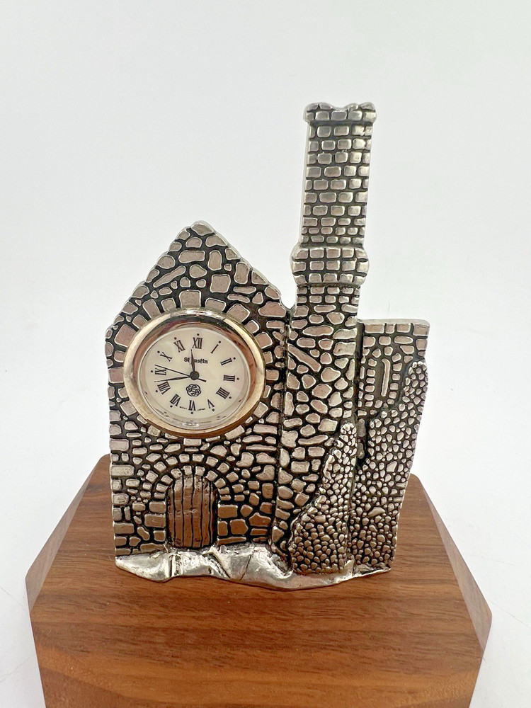 CORNISH ENGINE HOUSE PEWTER CLOCK BY ST JUSTIN- Needs new battery
