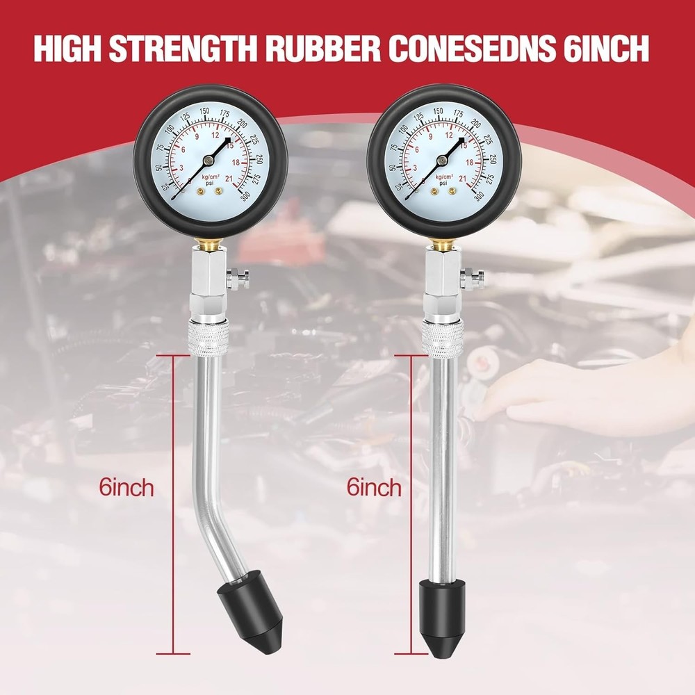 Versatile 9pcs Compression Tester & Spark Plug Tool - 300PSI for Auto/Motorcycle