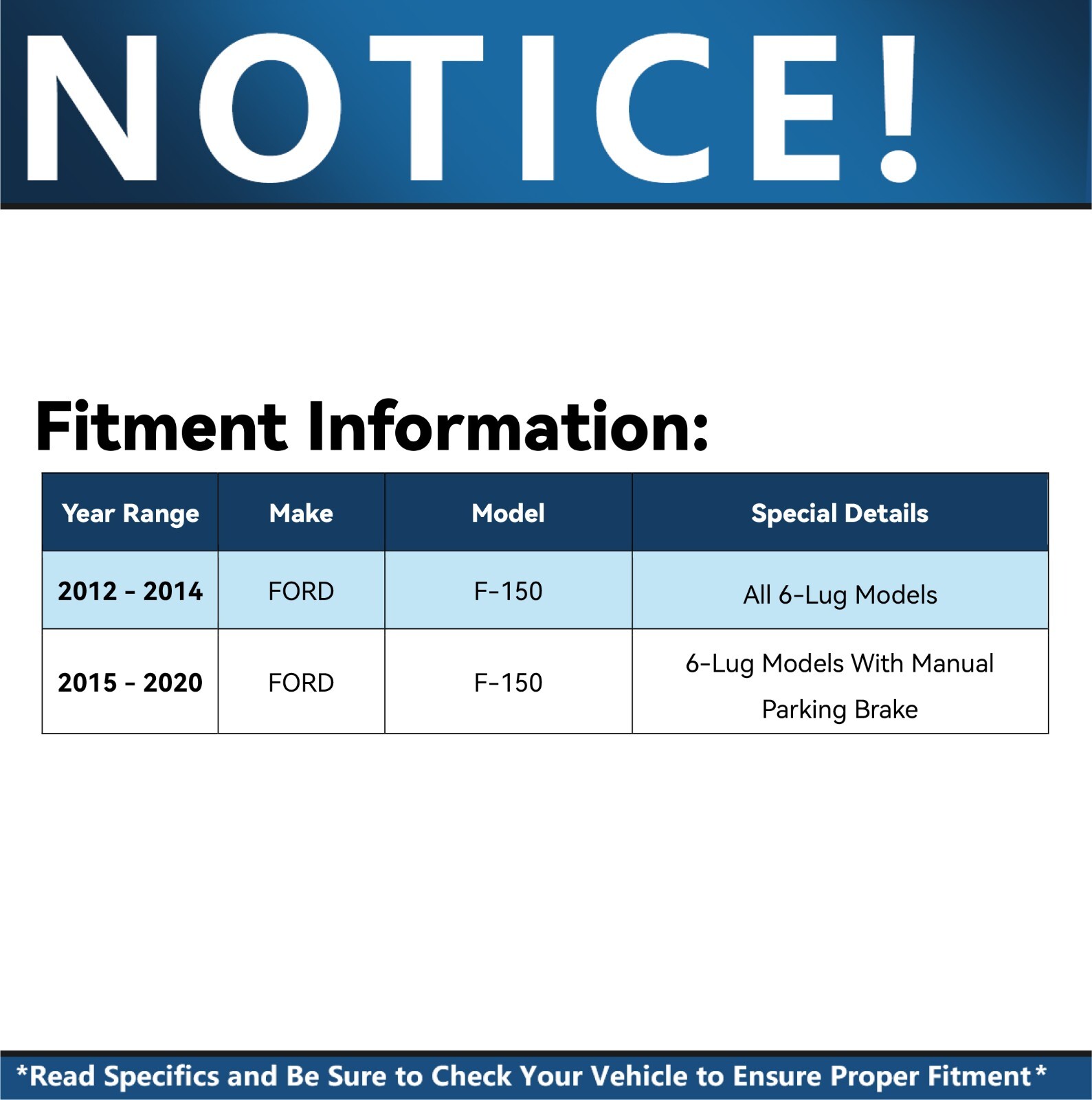 6 Lugs Front & Rear Disc Rotors Ceramic Brake Pads for 2012 - 2020 Ford F-150