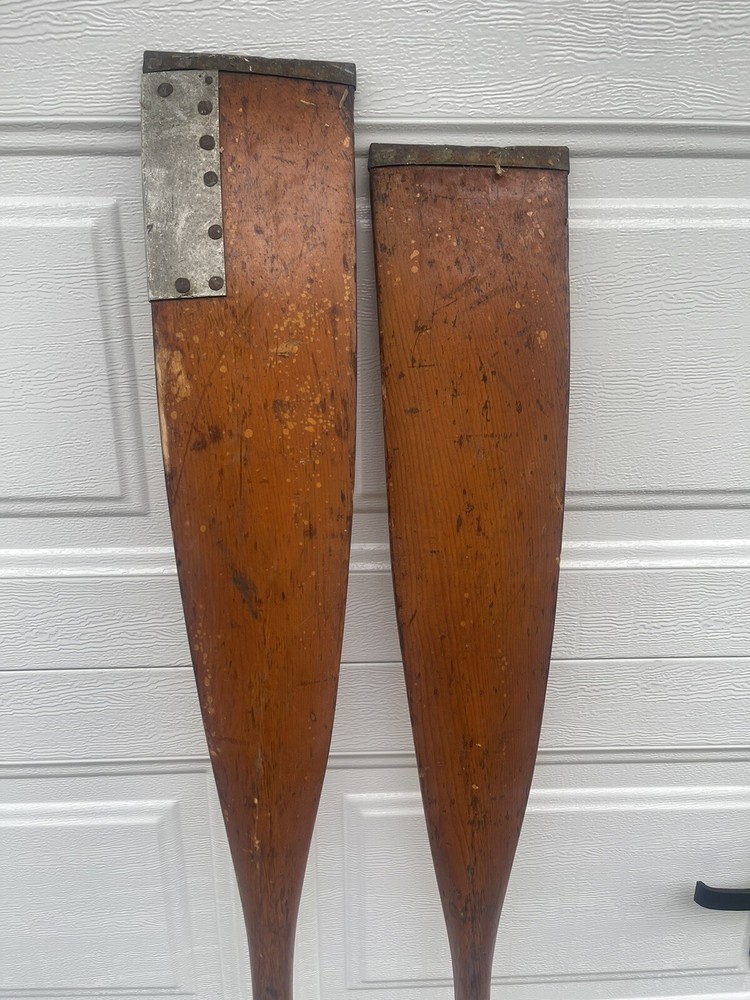 Rare antique Set Paddle Wood SCULL ROWING Oars Sculling