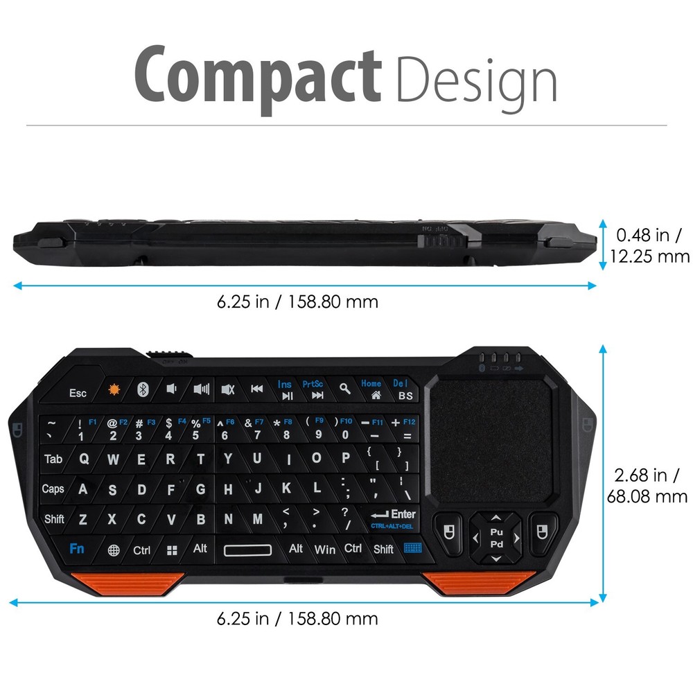 Fosmon 30FT Mini Wireless Bluetooth Keyboard Touchpad for iOS Android Windows