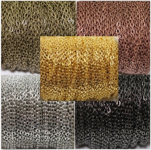 3mm chain necklace Silver Gold Gunmetal Copper Bronze Rose, OR Stainless