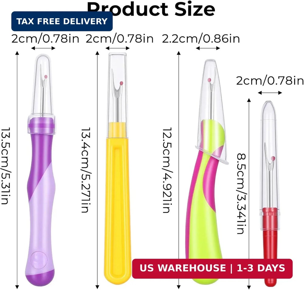 Seam Ripper Tools Set, 4Pcs Needle and Thread Seam Ripper Convenient Professiona
