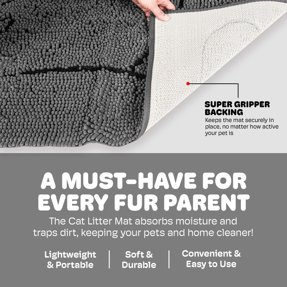 Dog Gone Smart Cat Litter Mat - Super Absorbent Microfiber - Plush Surface