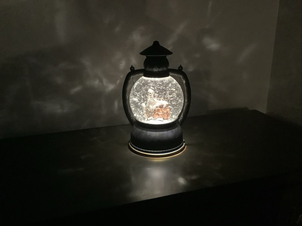 Halloween Skeleton Pumpkin Glitter Globe Light Spooky Decoration Working