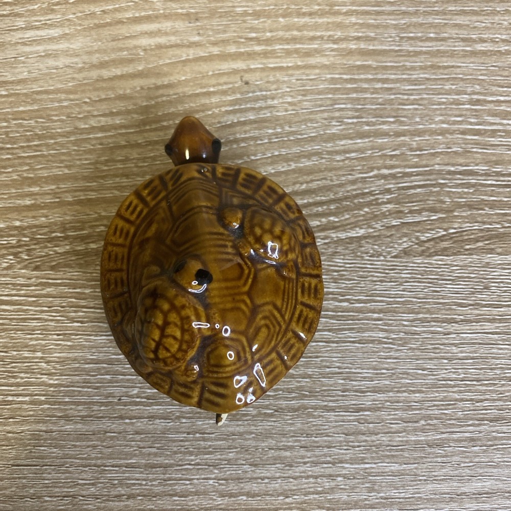 Ceramic Brown Turtle With Moving Head, Feet And Tail