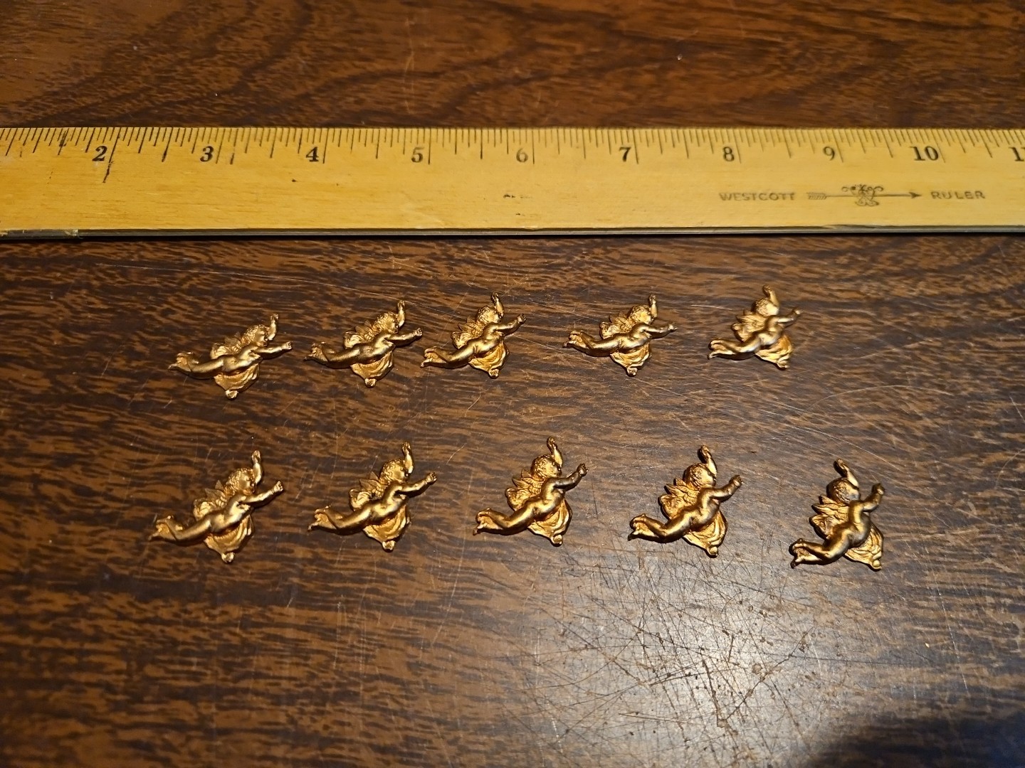 Lot Of 10 Flying Cherubs France Vintage 60s Brass Stampings Findings Jewelry