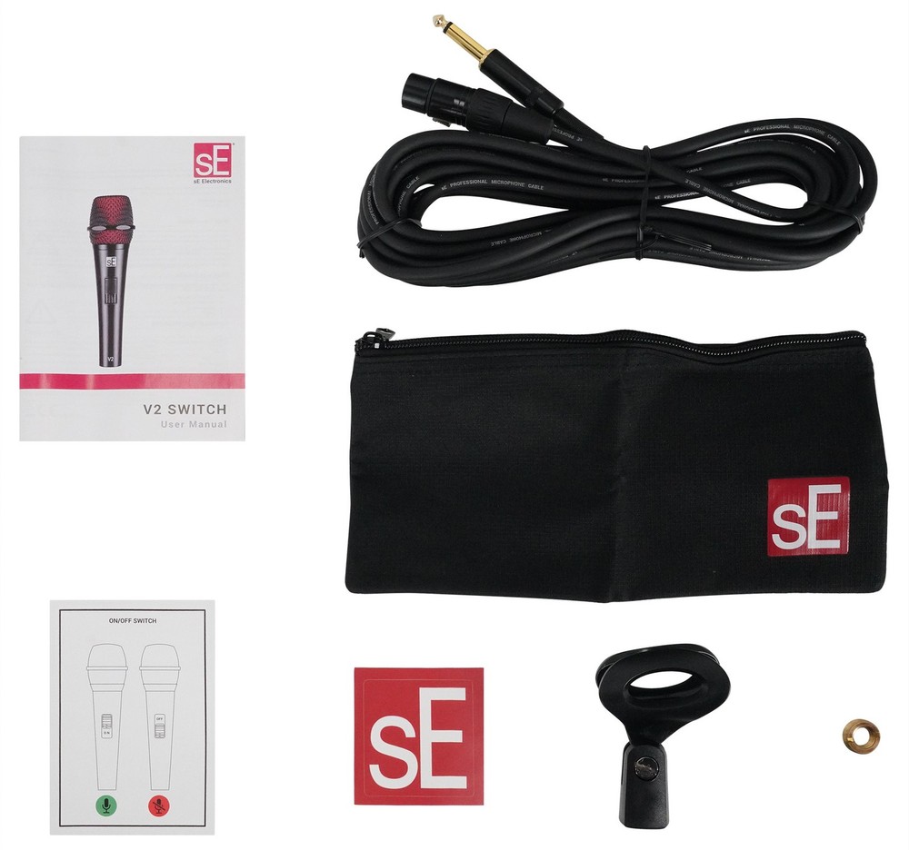 Se Electronics V2 SWITCH QTR Dynamic Microphone c w/XLR-1/4” TS Cable+Windscreen