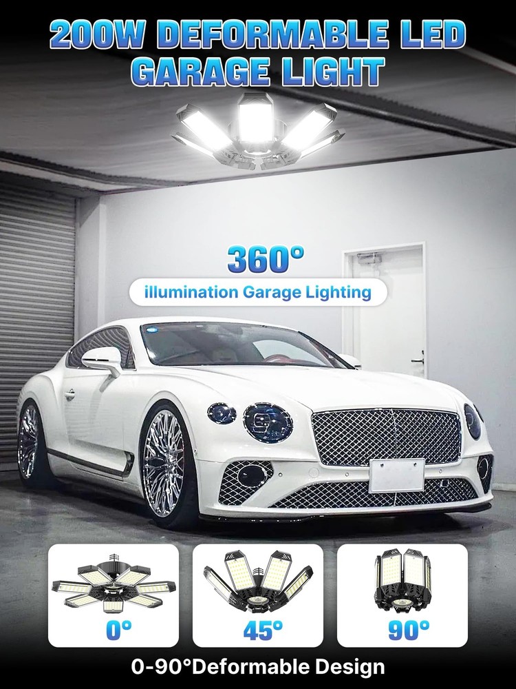 HAPYLUMI Garage Light 200W, Super Bright 20000LM 1PC-200W, Black