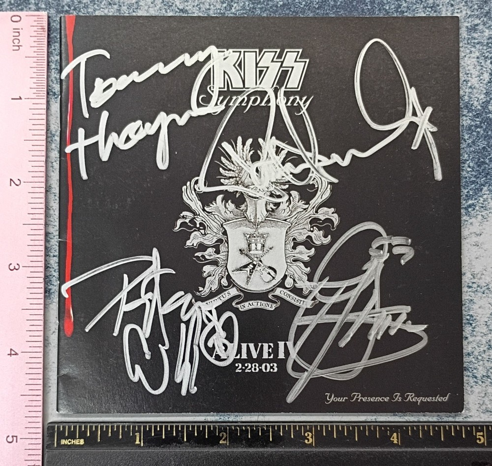 KISS ALIVE IV SIGNED CD BOOKLET GENE SIMMONS PAUL STANLEY PETER CRISS TOMMY THAY