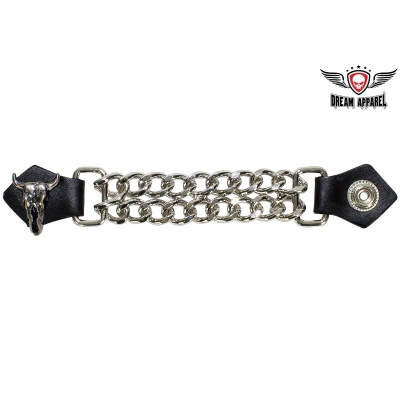 Vest Extender With Polished Steer Skull