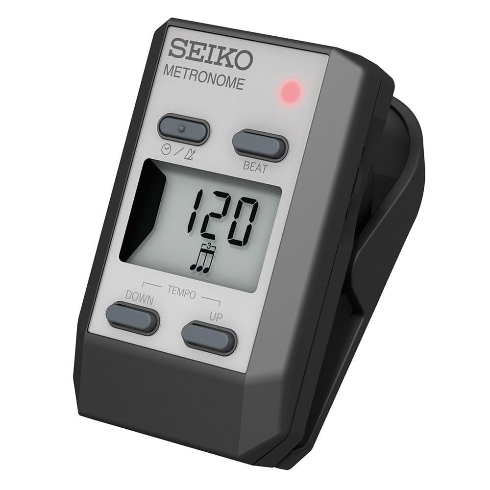 Seiko Silver Clip-on Digital Metronome With Clock Function And Easy Volume Co...