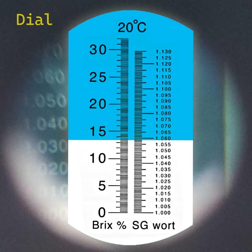 Brix Refractometer with ATC, Dual Scale - Specific Gravity & Brix, Hydrometer in