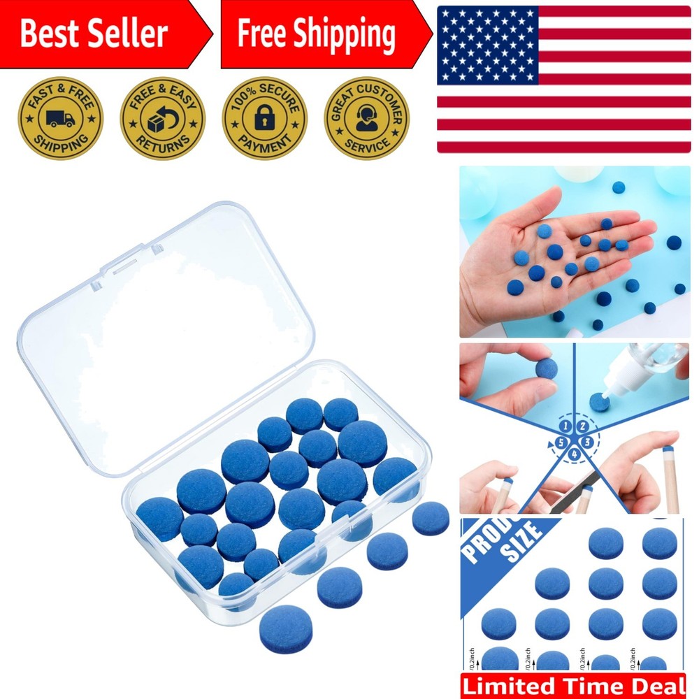 Versatile Billiard Pool Cue Tips (20 Pcs) with Storage Box - Unisex-Friendly