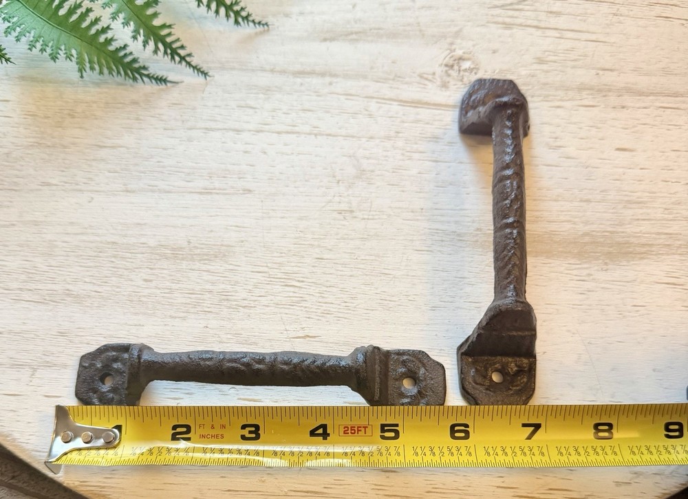 2 RUSTIC Cast Iron Barn Handles Gate Pull Shed Door Handles Fancy Drawer Pulls