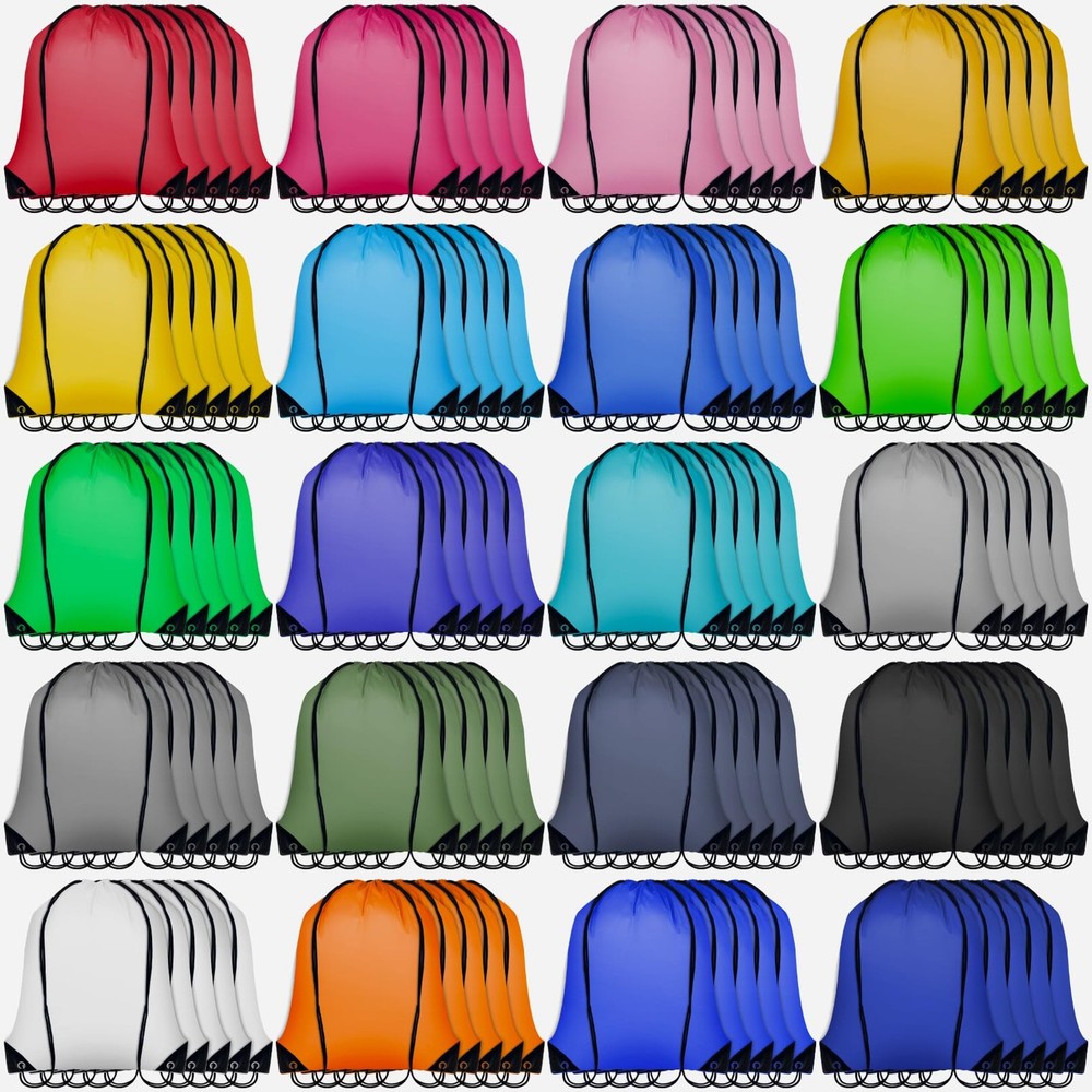 IJRPLM 100 Pack Drawstring Bags Bulk, Polyester Cinch Bags, Large, Multicolor