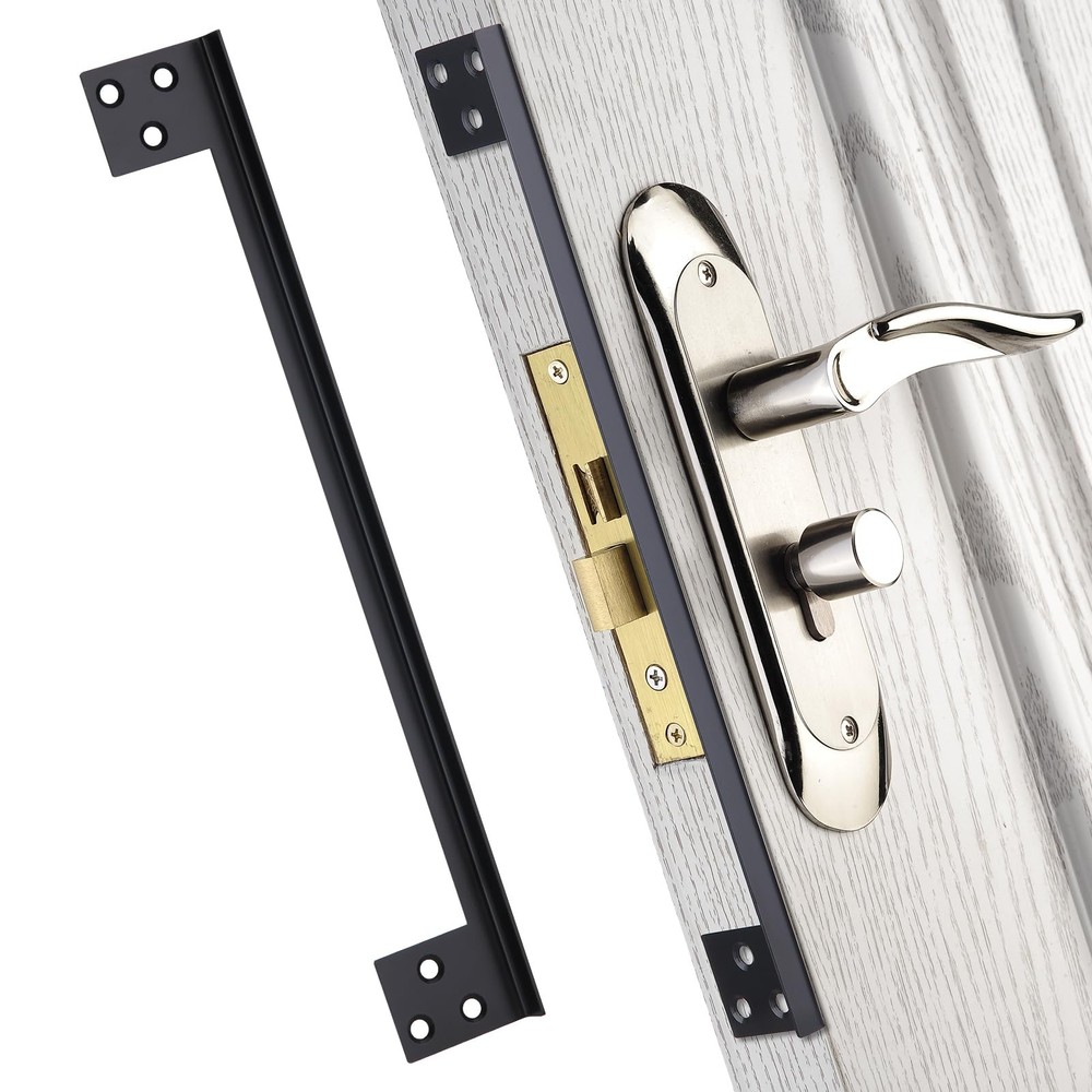 Door Latch Guard Home Security Lock Plate, Outswing 11" - 1pack, Black
