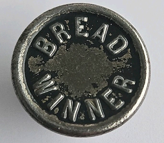 BREAD WINNER Antique Overall Stud Work Button 5/8" Inch