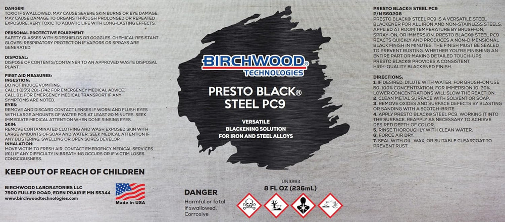Technologies Presto Black STEEL PC9 - Versatile Blackening Solution for Iron and