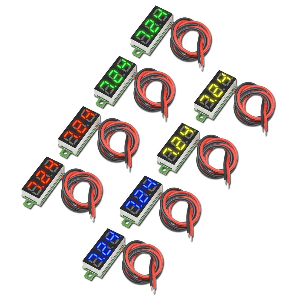Diymore 8pcs DC Voltage Display Mini Digital 2-wire Multicolored 8PCS