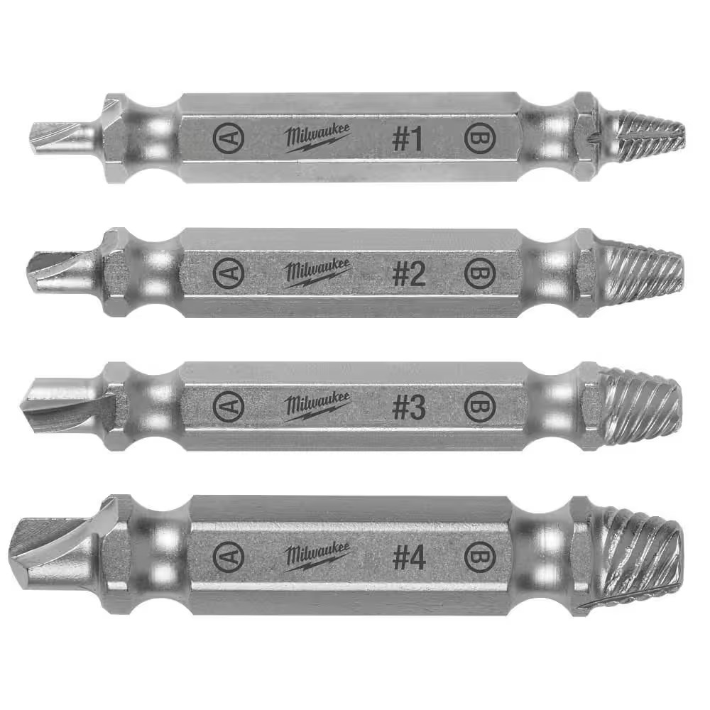 M2 Steel Screw Extractor Set (4-Piece)