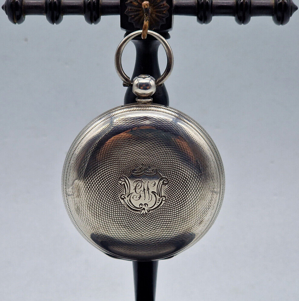 ANTIQUE 4968 SOLID SILVER POCKET WATCH 47 MM. / T081