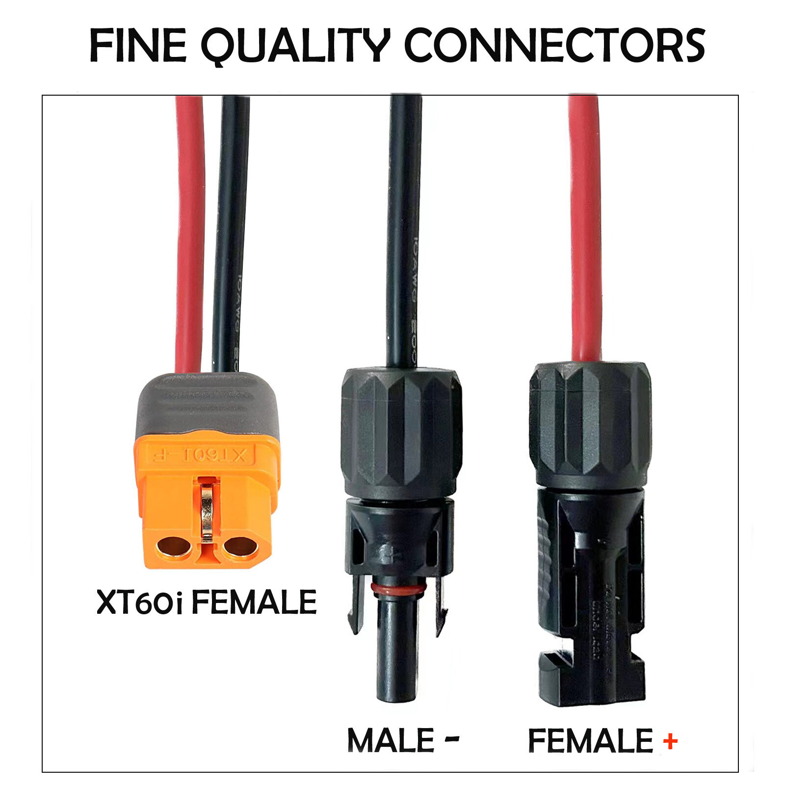 10AWG Solar Panel XT60i Extension Cable Silicon Wire(XT60i-F to Solar Connector)