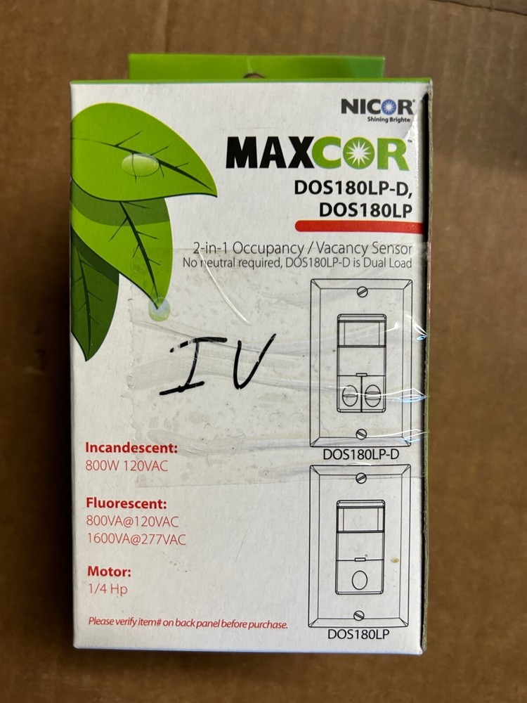 Nicor Maxcor DOS180LP-IV Occupancy/Vacancy Sensor Motion Switch Ivory NEW