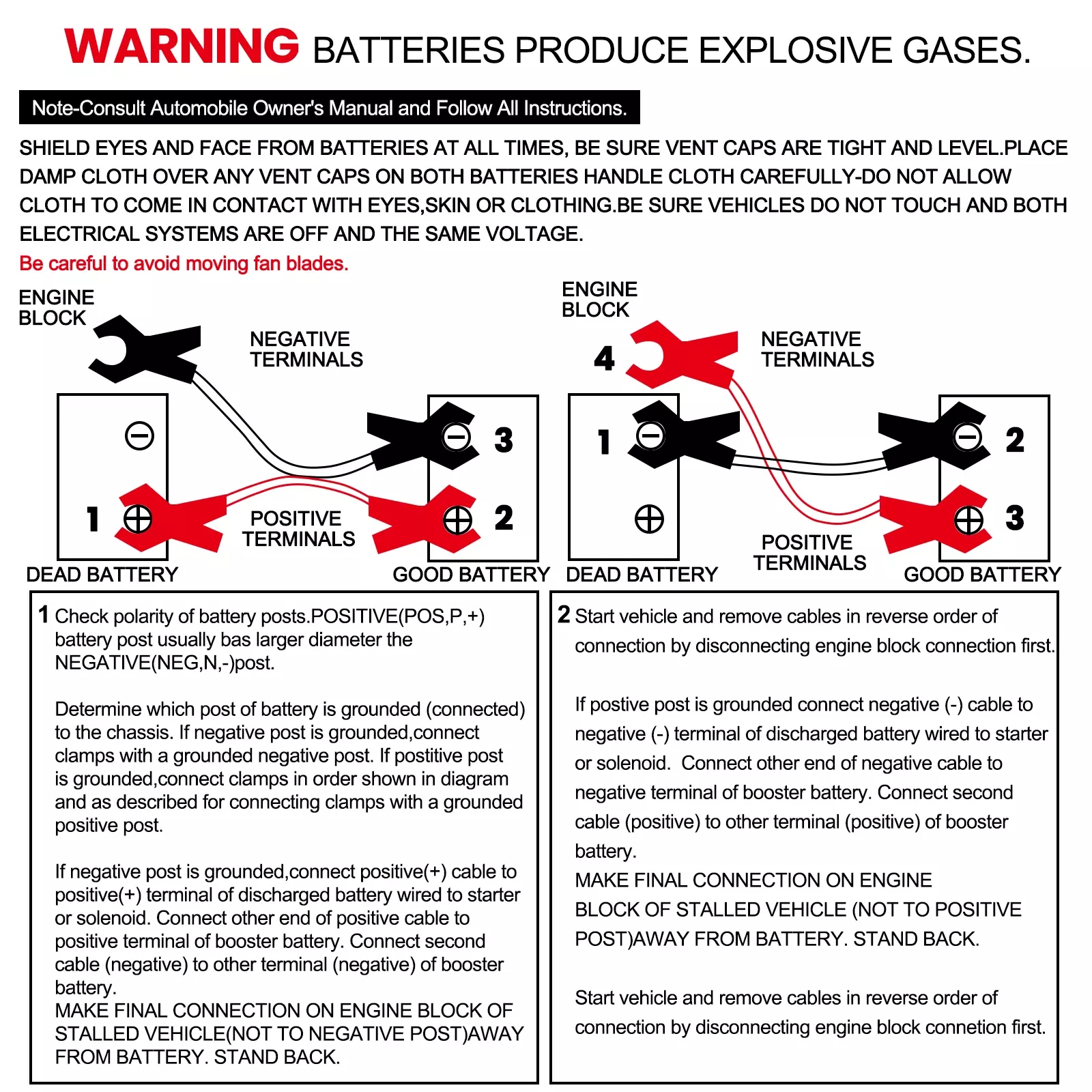 Heavy Duty Power Jumper Booster Cables Commercial Grade Battery 2 Gauge 800 AMP