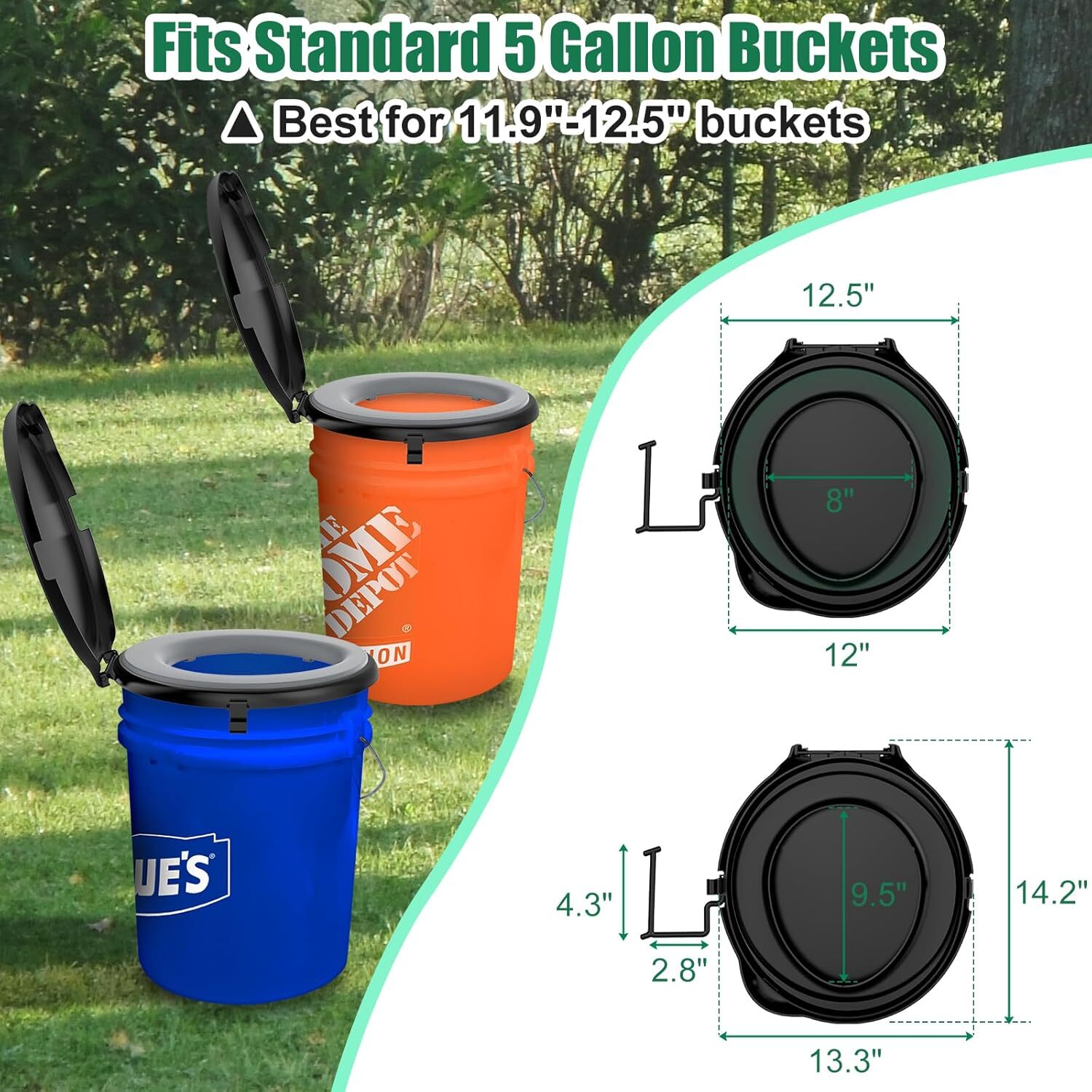 5 Gal Bucket Toilet Seat with Cushion, Storage Bags and Disposable Toilet Bags