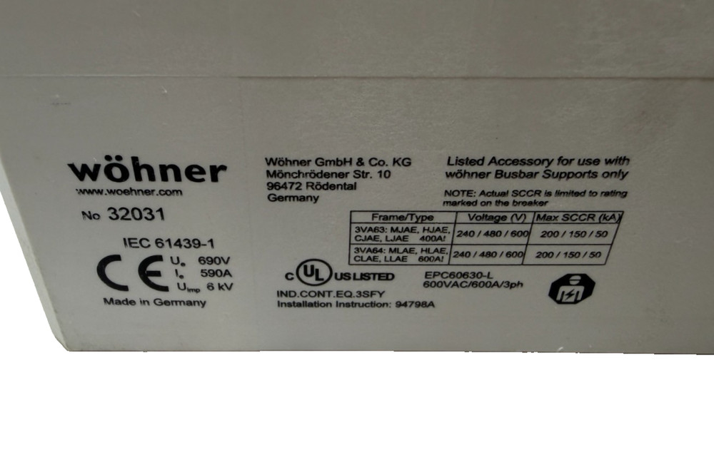 Wohner 32031 Busbar Adapter