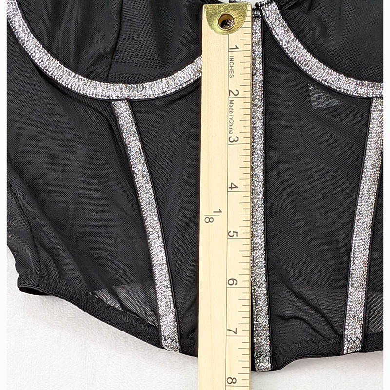 Spirit Bustier Corset Lace Womens M Black Whimsigoth Cosplay Y2K Fairy Grunge